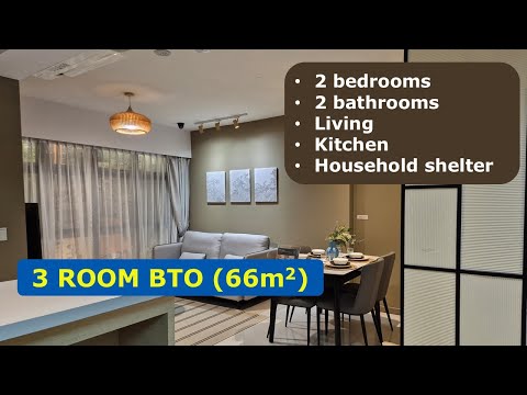 HDB BTO 3 room show flat 66sqm | Interior design tour with floor plan