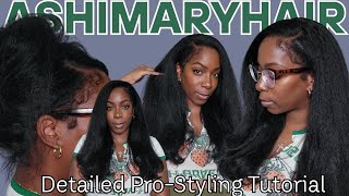 Grab a Pen & WATCH THIS! How To Install 360 WIG w/No Glue | "NEWBORN" Hairline Tutorial ASHIMARYHAIR