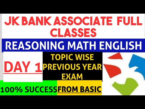 JK BANK BA || DAY 1 || FULL FREE CLASSES || PREVIOUS YEAR QUESTION ||  MATH REASONING ENG || #jkbank