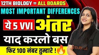 Class 12 Biology VVI Top 5 Antar | Most Important Differences in Hindi | Most Important Questions