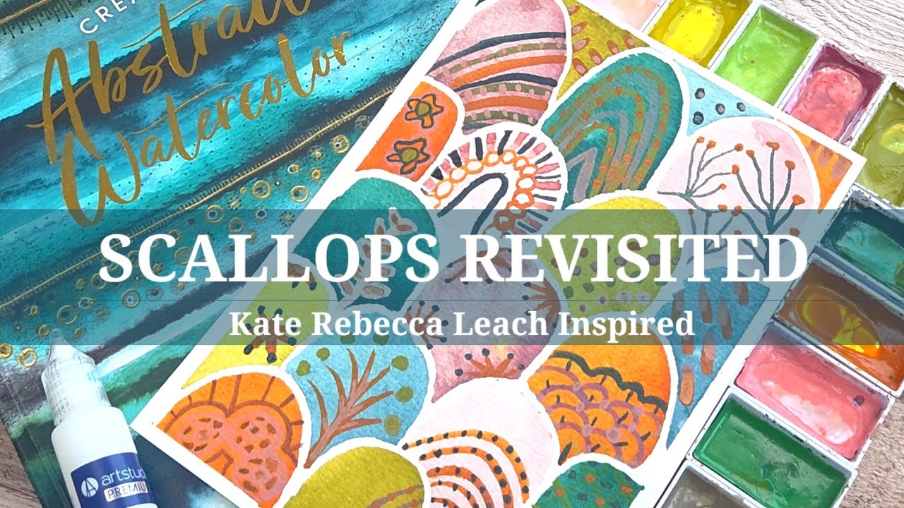 ABSTRACT WATERCOLOR SCALLOP | Layered KURETAKE ART NOUVEAU Palette & Small Brush Details