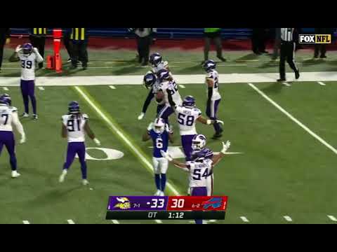 Josh Allen Throws Game Losing INT in OT vs Vikings!