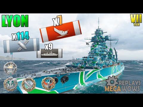 Lyon 7 Kills 114 HITS! on Two Brothers Map | World of Warships