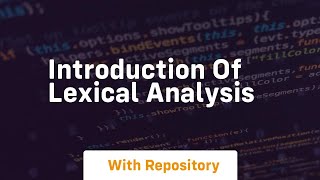 introduction of lexical analysis