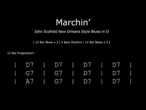 John Scofield Style Backing Track - Marchin' - New Orleans Style Blues in D