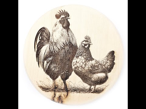 Chicken and Cockerel Themed Round Coaster