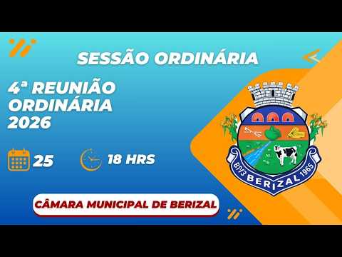 4º Reunião Ordinária DA CÂMARA MUNICIPAL DE BERIZAL 2026 - 25-05-2026.