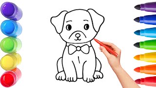 Download the video "How To Draw cute dog Drawing, Painting & Coloring For Kids and Toddlers_🌈🎨"