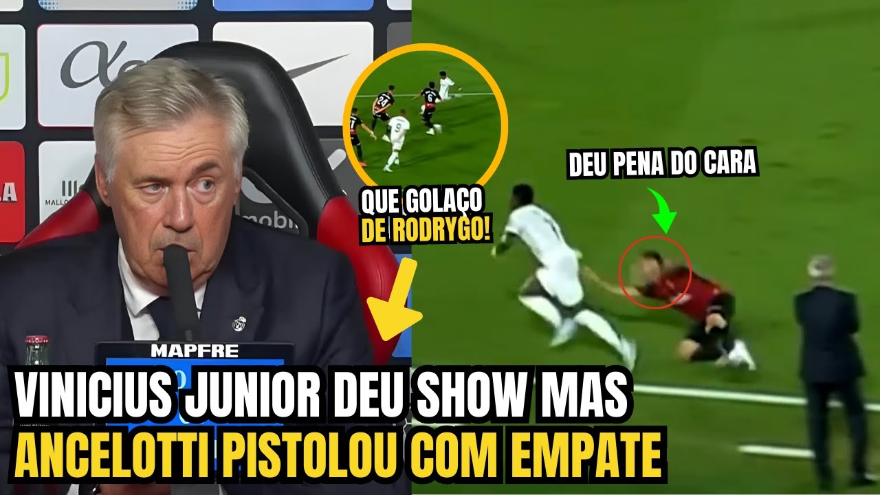 🚨NOSSA!! REAL MADRID EMPATA ANCELOTTI FICA PISTOLA E MANDA REAL SOBRE VINI E MBAPPE!