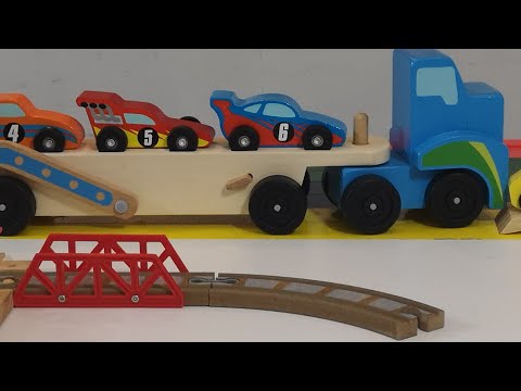 Car Transporter, Video For KIDS. Building Color, Train Track Wooden toys  with Brio, Washing track Video