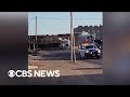 Video shows freight train derailing after crashing into tractor-trailer in Texas
