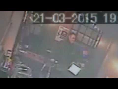 Simon Dobbin on CCTV before he was brutally attacked by Southend United football hooligans