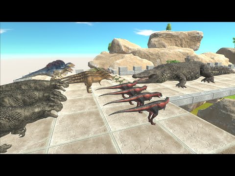SPEED RACE Carnivorous Dinosaurs vs Giant Crocodile Death Fall - Animal Revolt Battle Simulator