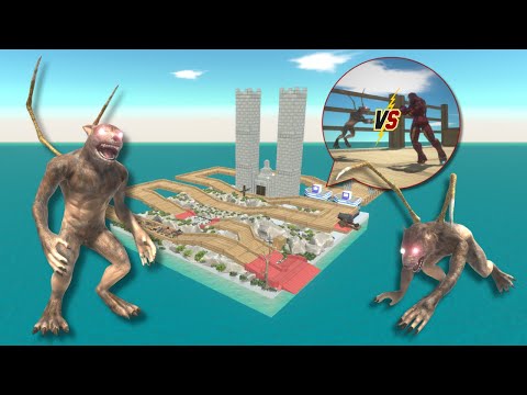 ESCAPE FROM ALIEN WEREWOLF! Crushing Obstacles! - Animal Revolt Battle Simulator