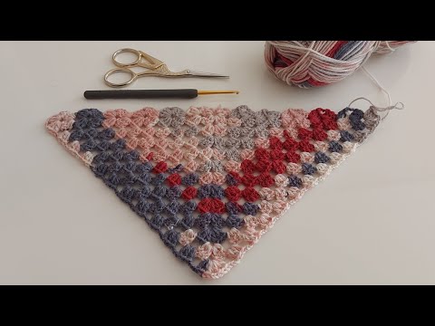 Crochet knitted shawl pattern - easy triangle shawl - crochet knitting shawl - knitting patterns