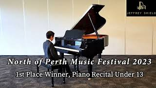 Jeffrey (age 9) won 1st Place in Piano Recital Under 13 at North of Perth Music Festival 2023