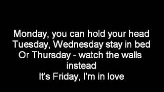 The Cure-Its Friday I&#39;m in Love-Lyrics
