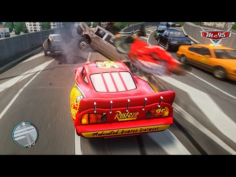 Crazy Rayo Lightning McQueen Car Crashes Ep.43 - GTA 4