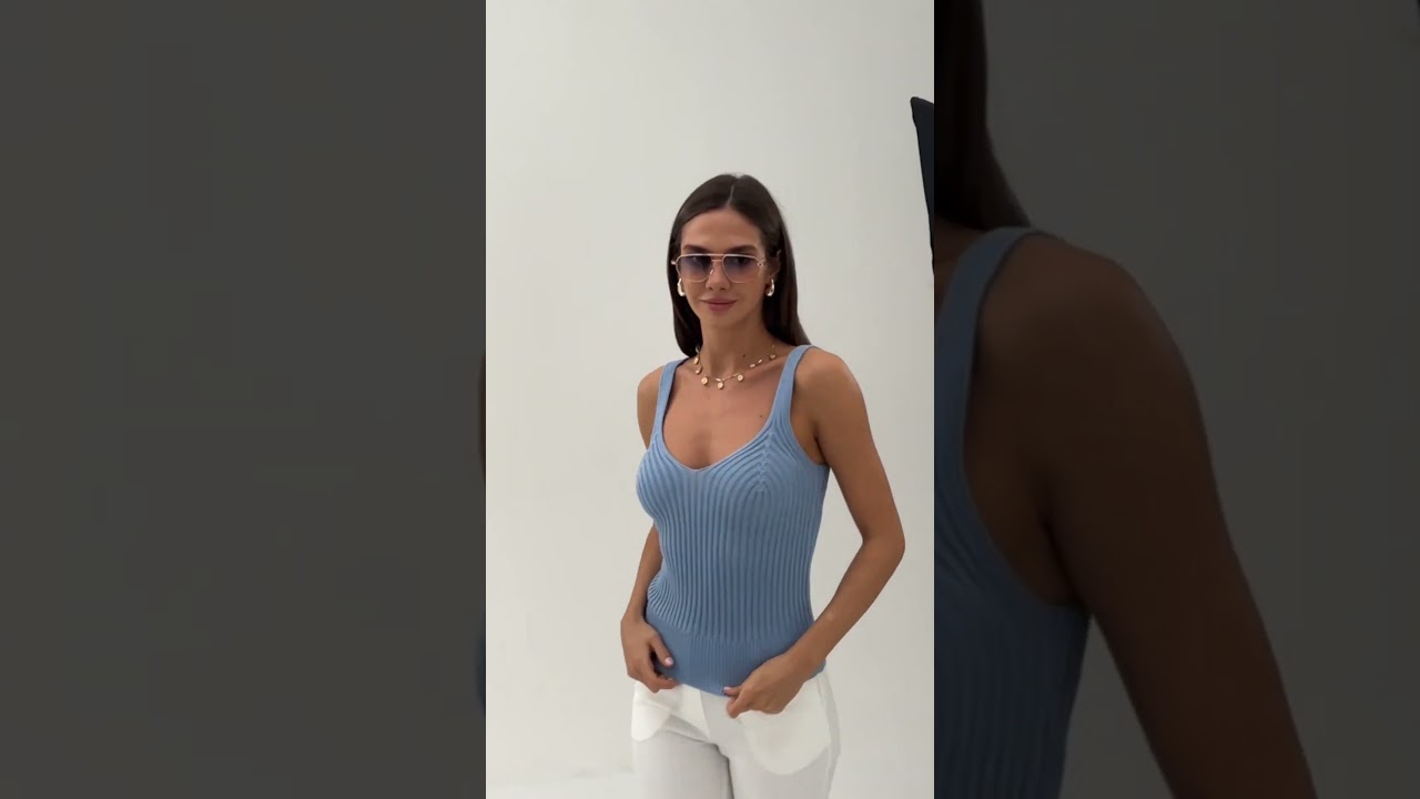 Knit T-top Light blue
