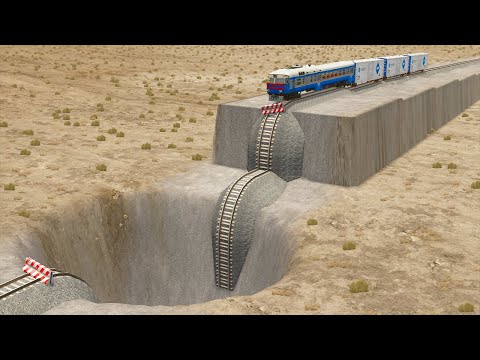 Trains vs Unfinished Railway with Giant Pit - BeamNG.Drive