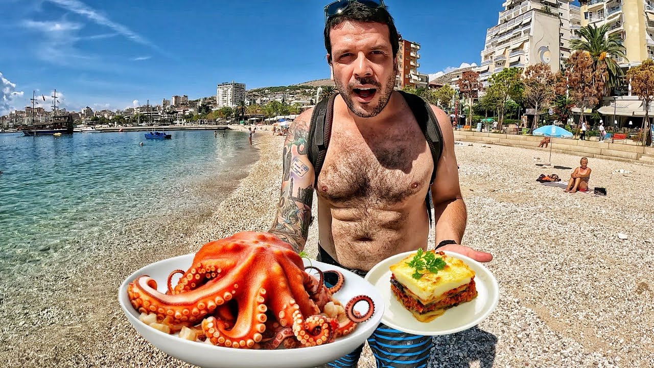 Um dia inteiro provando COMIDAS nas PRAIAS da Albânia 🇦🇱