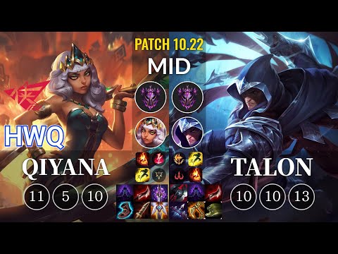 RWS HwQ Qiyana vs Talon Mid - KR Patch 10.22