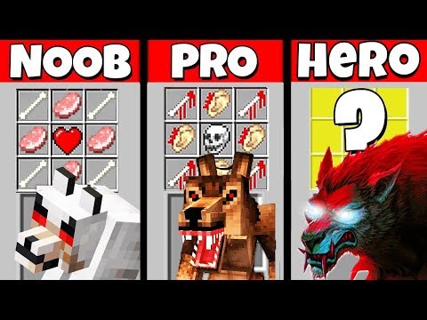 Minecraft Battle: NOOB vs PRO vs HEROBRINE: WEREWOLF CRAFTING CHALLENGE / Animation