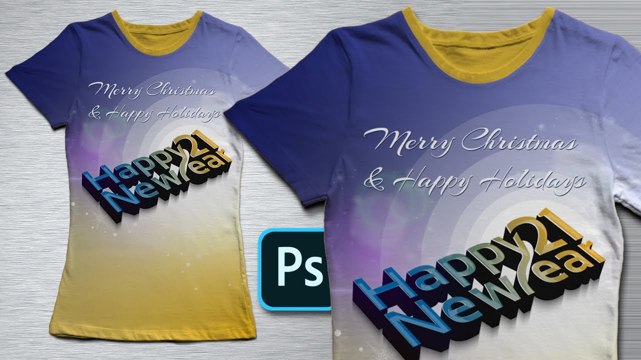 Create Happy Holidays T-Shirt Design Mockup in Photoshop