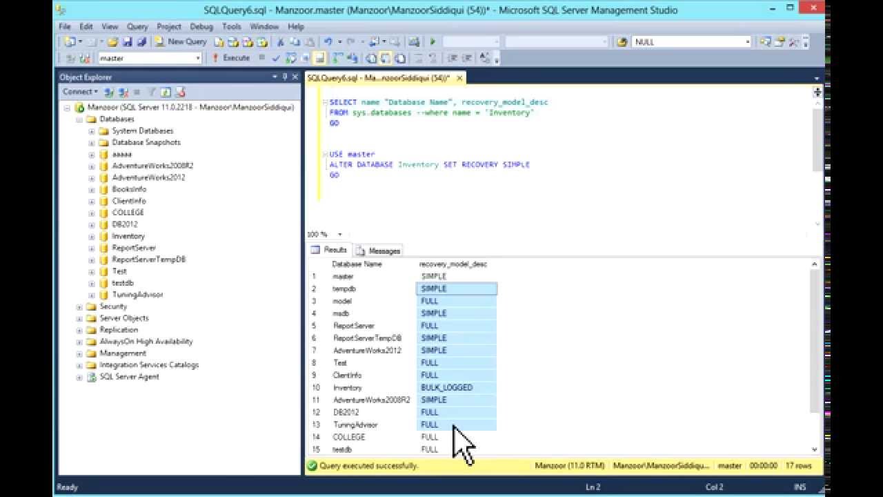 SQL Server Recovery Models Overview - Simple, Full, Bulk logged [HD]