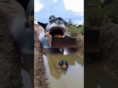 Jcb3dx & shark attack video #ai #aiedits #automobile #jcb #transformers #jcb3dx #funny#vfx #jcbvideo