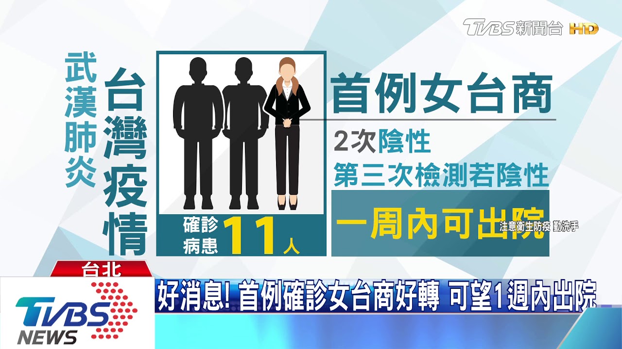 好消息！首例確診女台商好轉　可望1週內出院