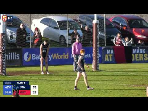 Rd 15 Hostplus SANFL Snapshot - West's Liam Delahunty kicks a checkside dribbler