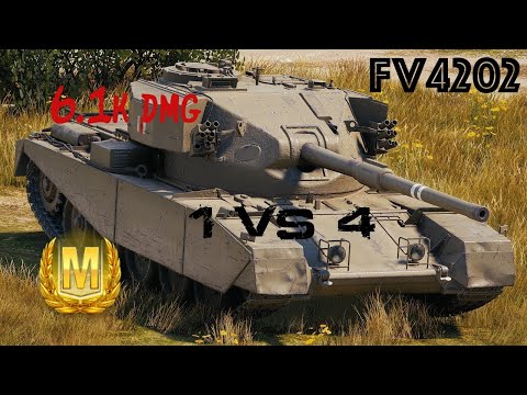 [WOT Blitz] FV4202 Mastery Kolobanov 1 vs 4 (6,1k dmg)