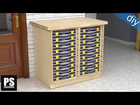 DIY Workshop Cabinets with Small Parts Storage