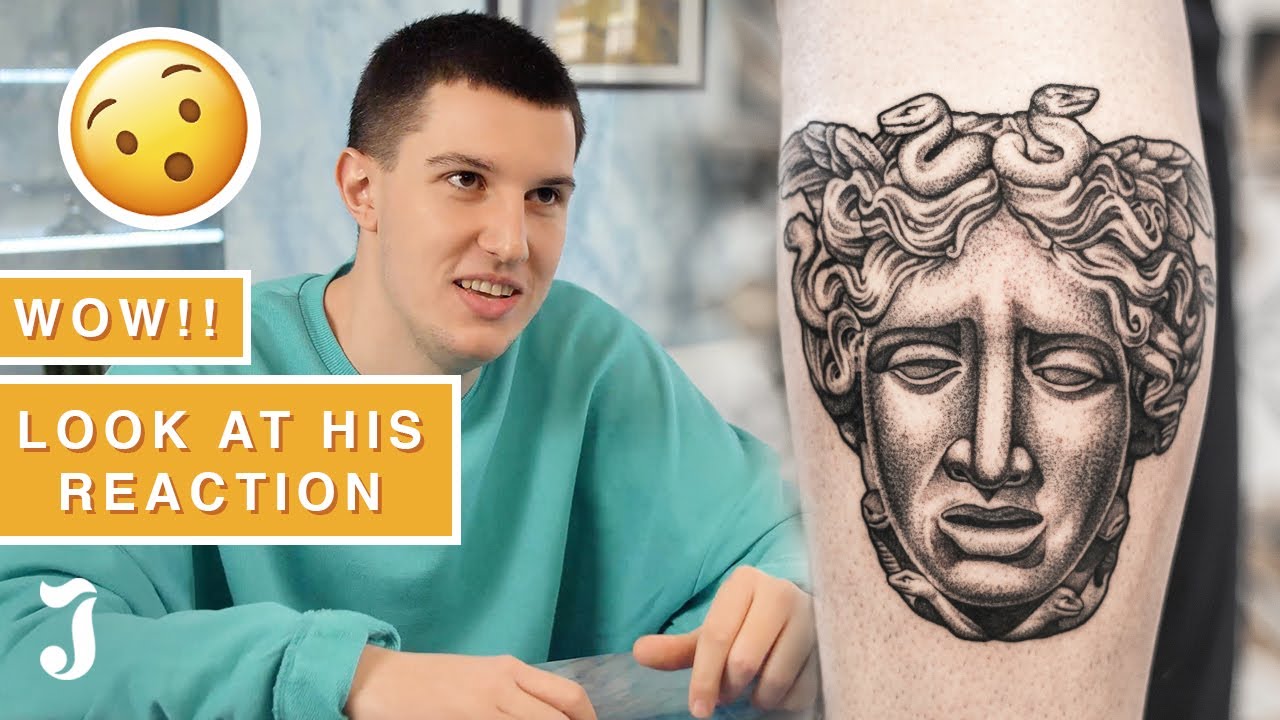 LOOK AT HIS REACTION!!  TATTOOS & YACHTS PART I // REALISTIC MEDUSA TATTOO // JANNES DE GROOT TATTOO