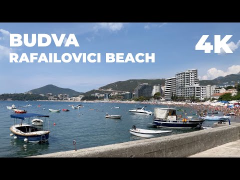 [4K, 60fps] Budva - Rafailovici 2022, Montenegro. Walking tour with natural sound
