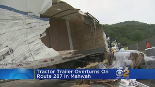 Tractor Trailer Flips On Route 287 In Mahwah