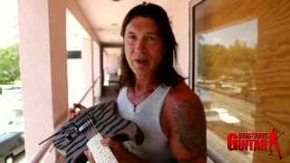 Video thumbnail for George Lynch Shows Off His Handmade "Mr Scary" Burnt Tiger Model Guitar by Dangerous Guitar