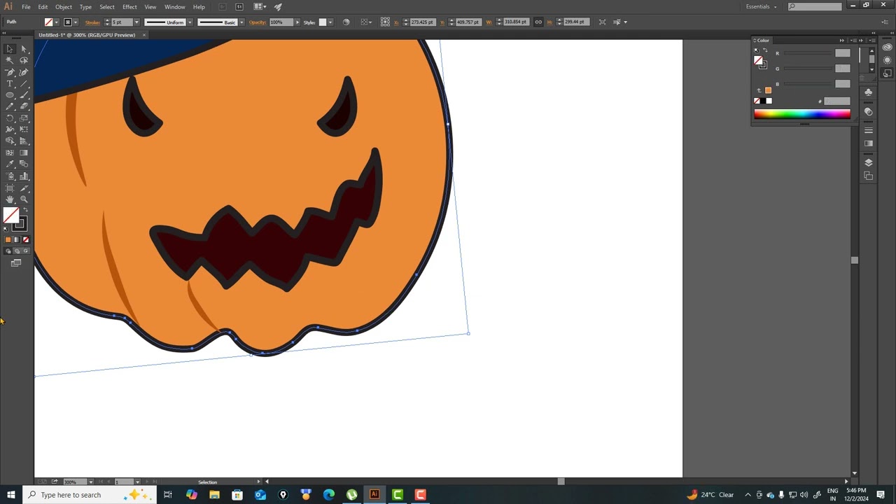 Vector illustration of Halloween pumpkins wearing witch hats, and spooky carved faces.