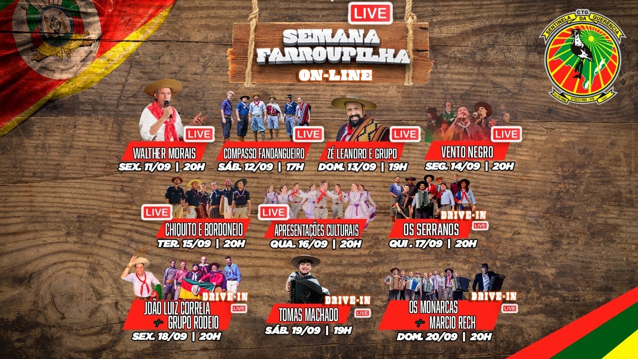 Semana Farroupilha On-line I CTG Sentinela da Querência I Chiquito & Bordoneio I Ter. 15/09