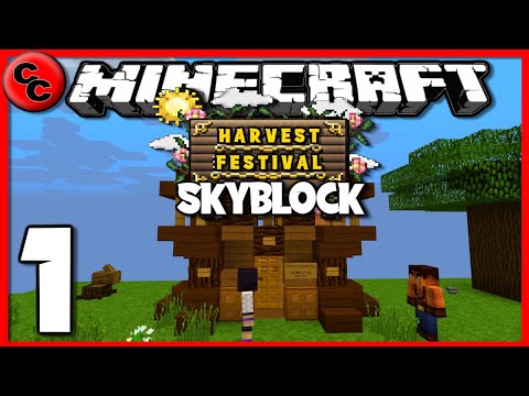 Minecraft: " Harvest Festival Skyblock Lets play Ep 1 GETTING STARED  "