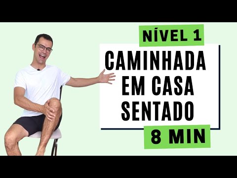 CAMINHADA EM CASA SENTADO | Exercícios para idosos | Nível 1