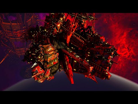Orks vs 5 Chaos Titans! - Massive Battle, Skirmish Gameplay, Battlefleet Gothic Armada 2