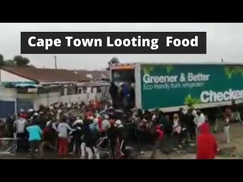 Cape Town Residents Looting a Checkers Food Truck During Lockdown