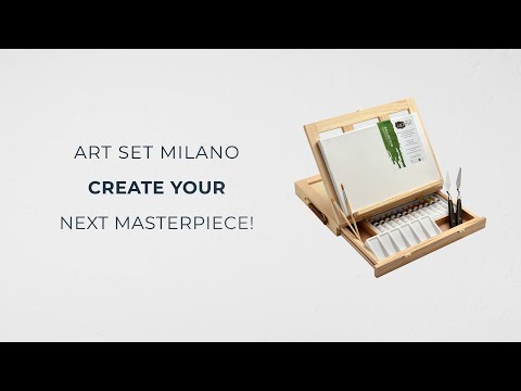 ARTINA Painting Set 19pcs - Milano - Desktop Easel with Canvas, Acrylic Paints & Painting Spatulas