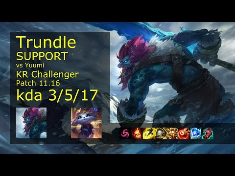 Trundle Support & Ziggs vs Yuumi & Ashe - KR Challenger 3/5/17 Patch 11.16 // [롤] 트런들 vs 유미 서폿