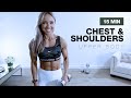 15 MIN CHEST & SHOULDERS WORKOUT at Home | Upper Body with Dumbbells