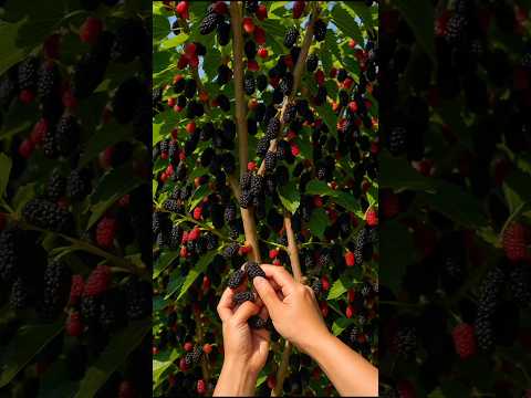 Delicious Mulberry fruit harvesting #satisfying #fruit #shorts