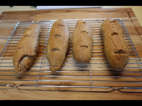 No Knead Whole Wheat Dark Rye Baguettes