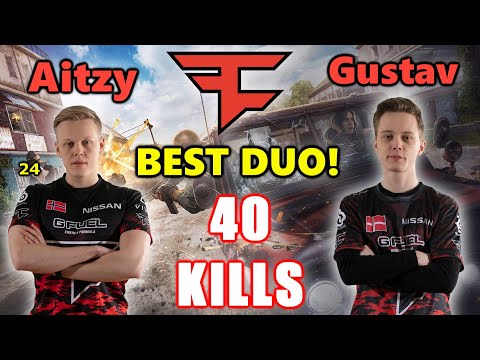 Faze Aitzy & Gustav - 40 KILLS - M416+Mini14 - DUO vs SQUADS - PUBG
